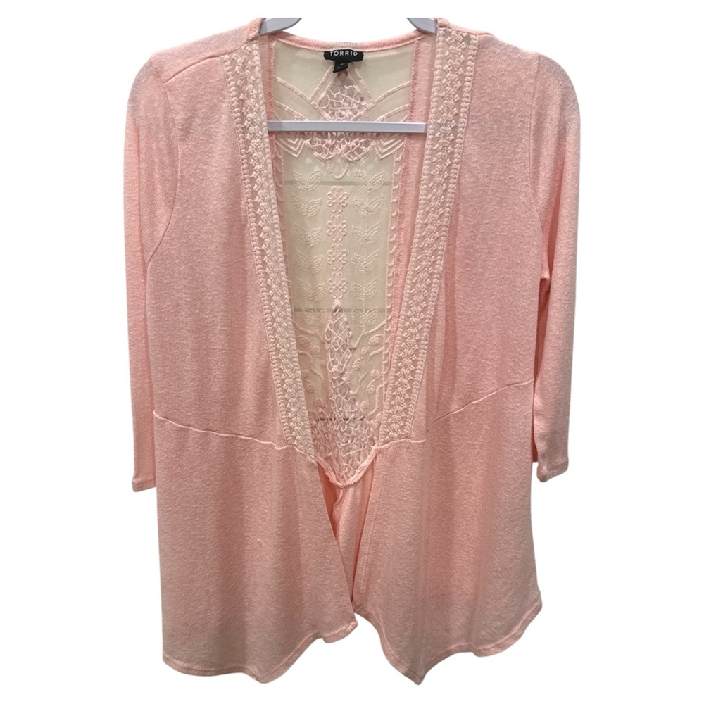 Torrid Blush Lace Open Cardigan